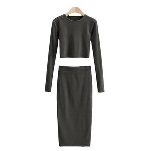 Sexy Round Neck Padded Base Skirt Suit
